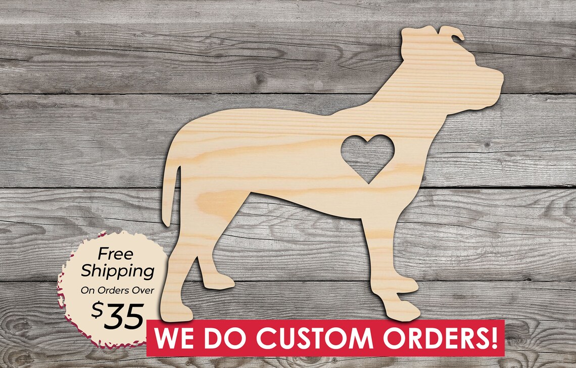 Pitbull Wooden Craft Shape / Wood Cutout Home Decor Laser Etsy