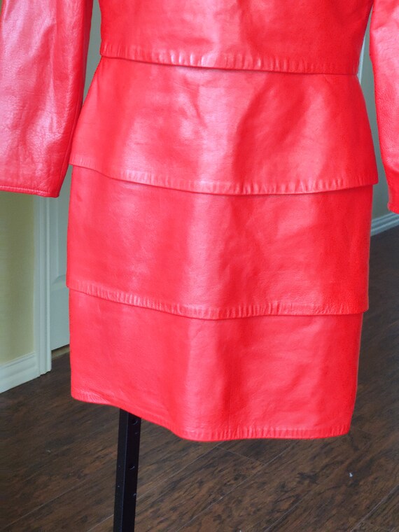 knee length dresses for ladies Faux Leather Tiered Mini Dress Cream main image 1