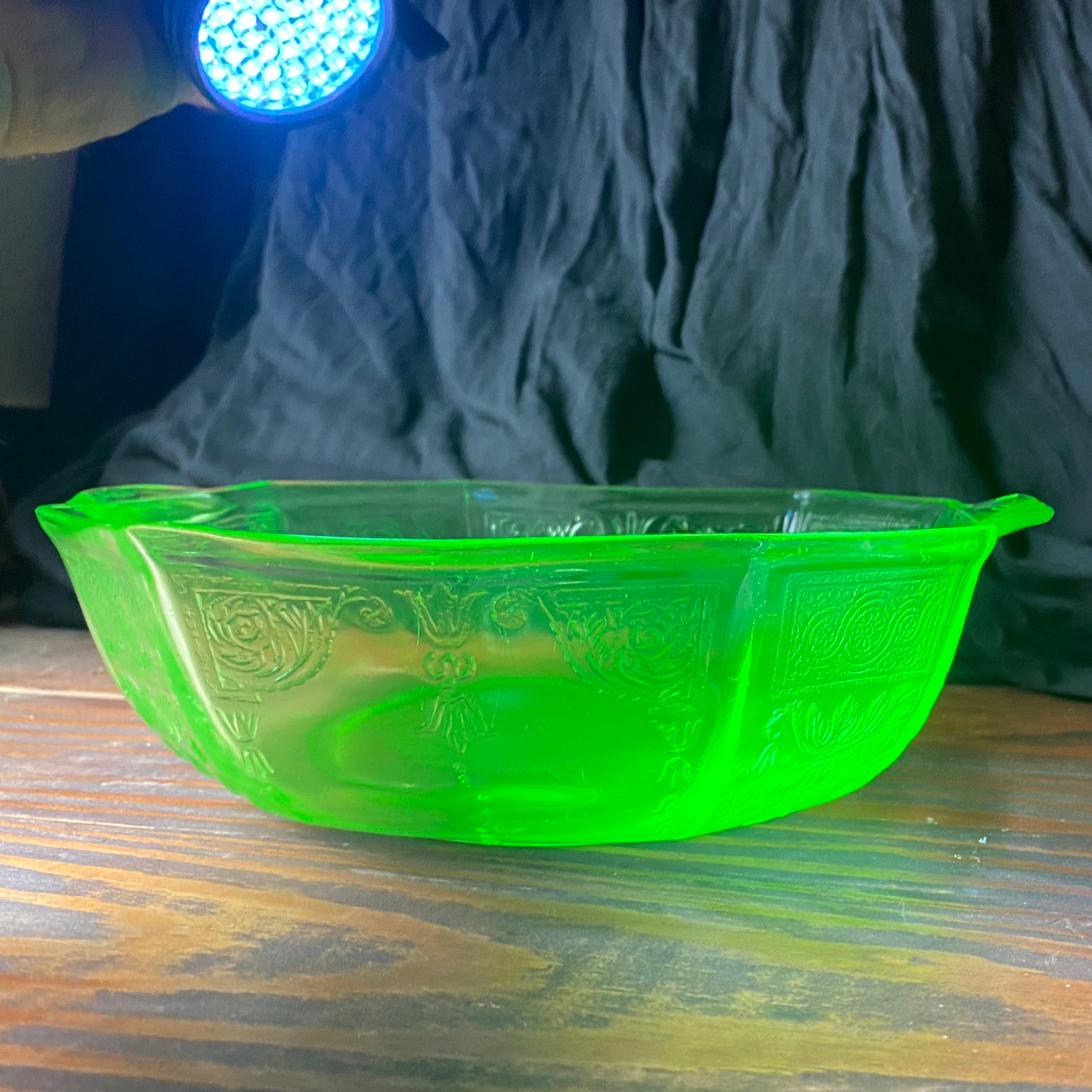 Hazel Atlas Uranium Vaseline Glass Mixing Bowl 9 inch Etsy