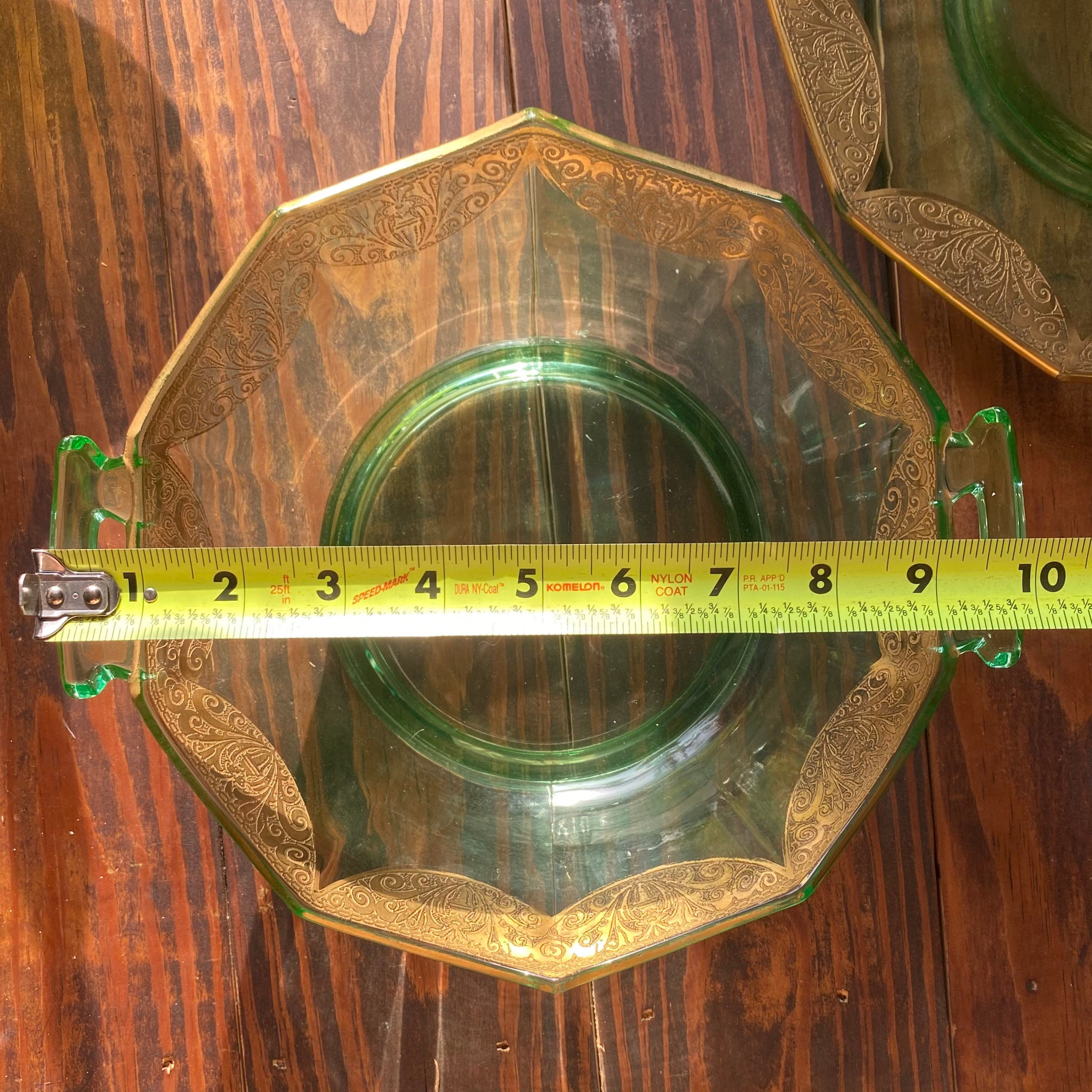 Cambridge Etched Uranium Glass Serving Bowl and Platter with Etsy