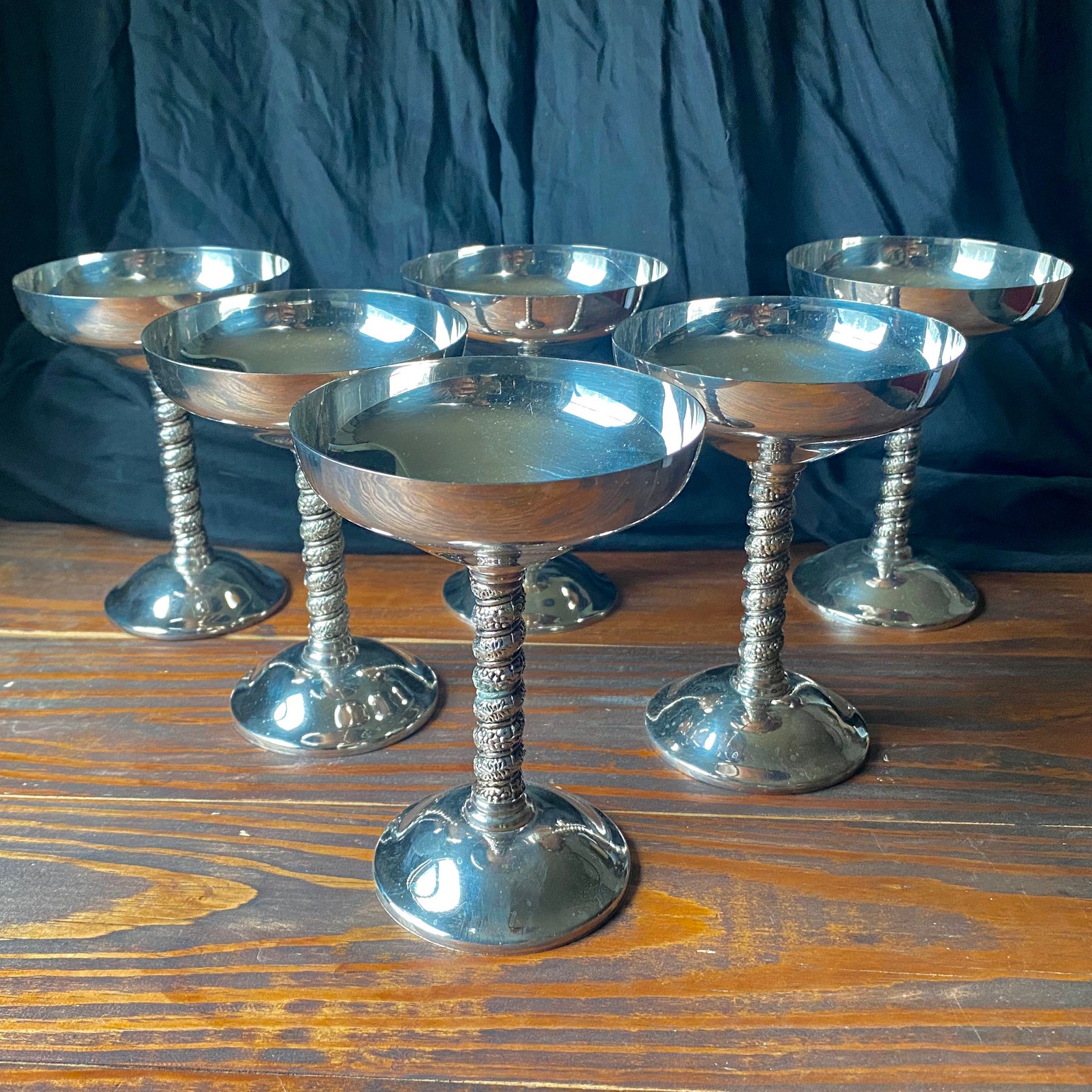 Set of 6 Silver Plated Goblets Etsy