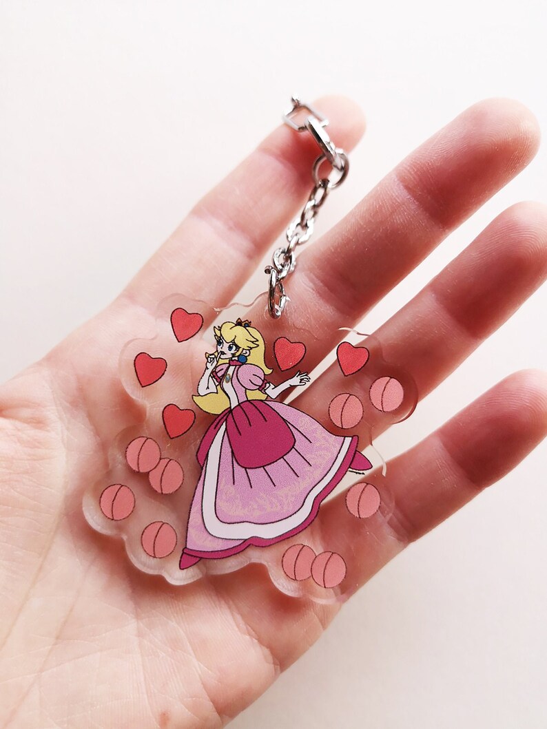 Princess Peach Keychain Charm Super Smash Bros Ultimate Etsy