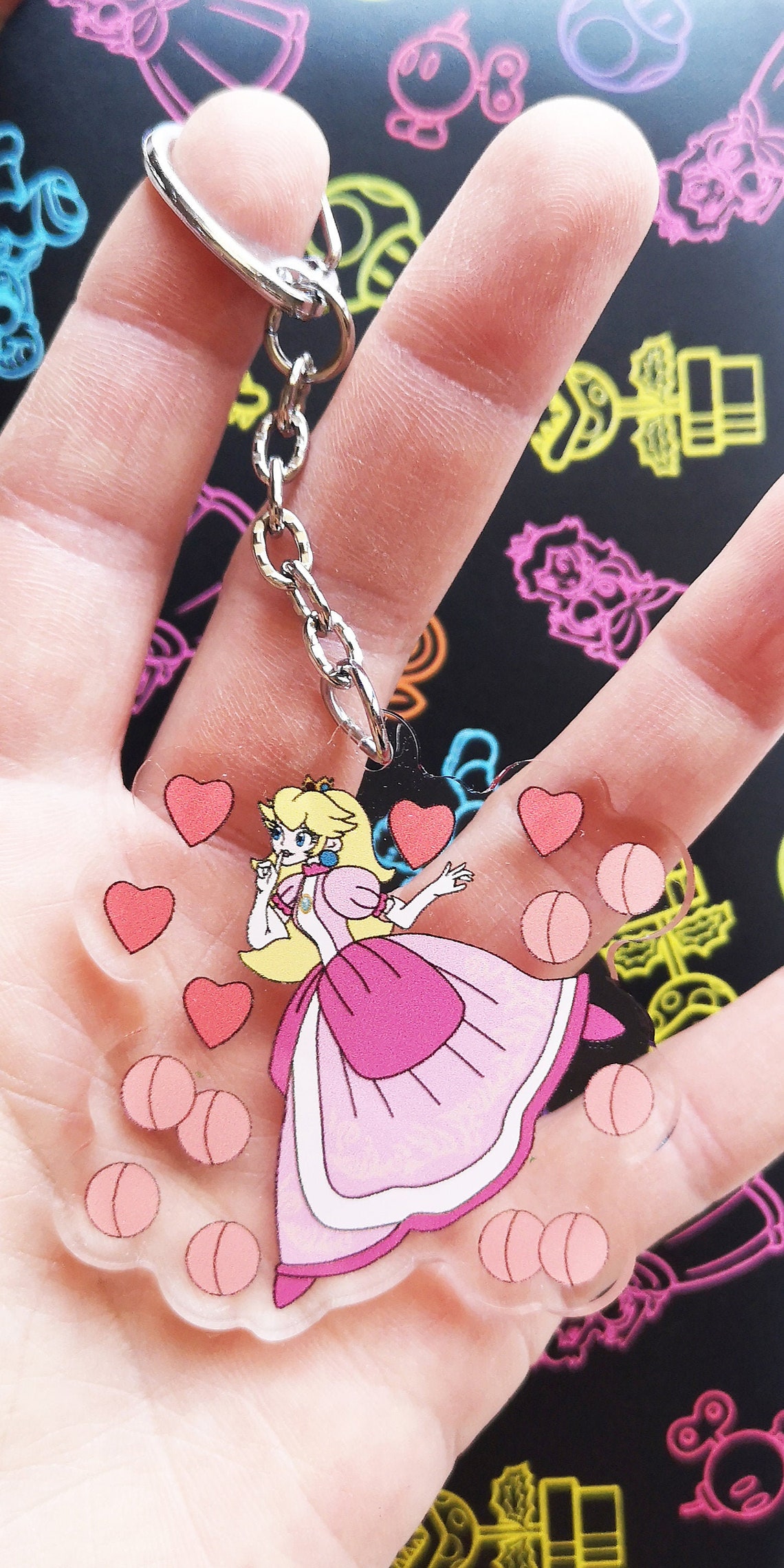 Princess Peach Keychain Charm Super Smash Bros Ultimate Etsy