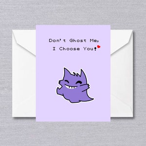 Gengar Grußkarten - Valentinstagskarte - Pokemon Glurak Pikachu Ditto Süß Chibi - Anime Gaming Geburtstag Freundin Freund
