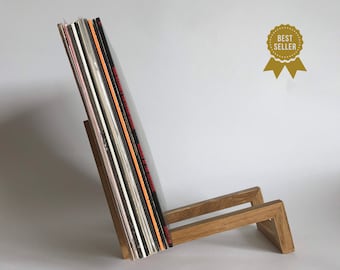 Estante de vinilo único, almacenamiento de discos de vinilo de madera, diseño moderno, almacenamiento de vinilo minimalista, almacenamiento de discos, estante de discos, soporte de discos LP