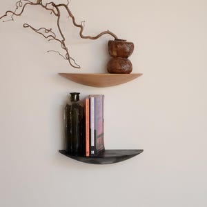 Floating Shelf Wall Mounted, Wooden Oak Bracketless Shelves, Wavy Bookshelf Geometric, Wood floating shelves, Wall shelf, Wall Decor Wood