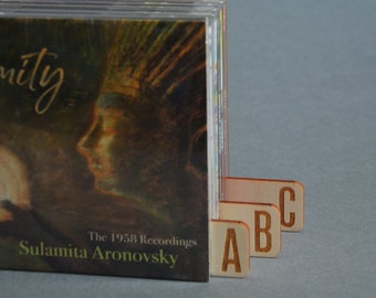 Lot de 26 séparateurs de CD en bois écologique | Organiseurs d'albums de A à Z pour rangement horizontal | Séparateurs de collection de musique en contreplaqué découpé au laser