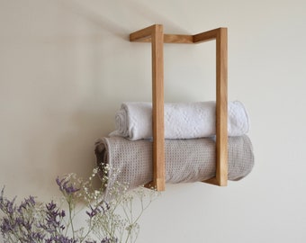 Wall Mount Towel Holder, Farmhouse Decor, Bathroom Decor, Wall Towel Storage
