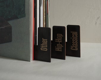 Eco Friendly, Black Genre Record Dividers, Both sides Set of Record Dividers, Custom Genre Record Dividers, Band Name Dividers