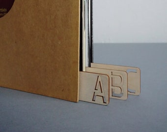Eco Friendly Natural Vinyl Record Dividers A to Z | Hand-made Plywood Album & Book Organization Separators