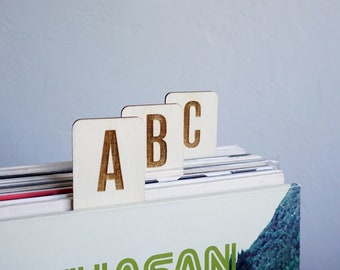 Eco Friendly,Both Sides Vinyl Record Dividers,Set of 26 Vertical, A to Z, Poplar Record Dividers, Vinyl Album Organization, Vinyl Separators