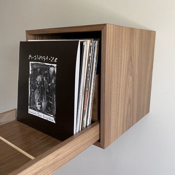 Floating Vinyl Record Storage with Drawer Wood Vinyl Records Storage Modern design Record Storage Record Rack LP Record Stand