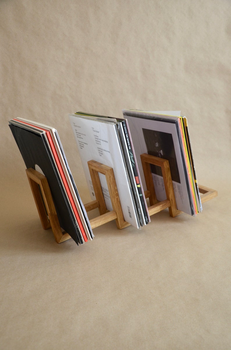 etsy.com | Wooden Modern 3 tier Vinyl Rack