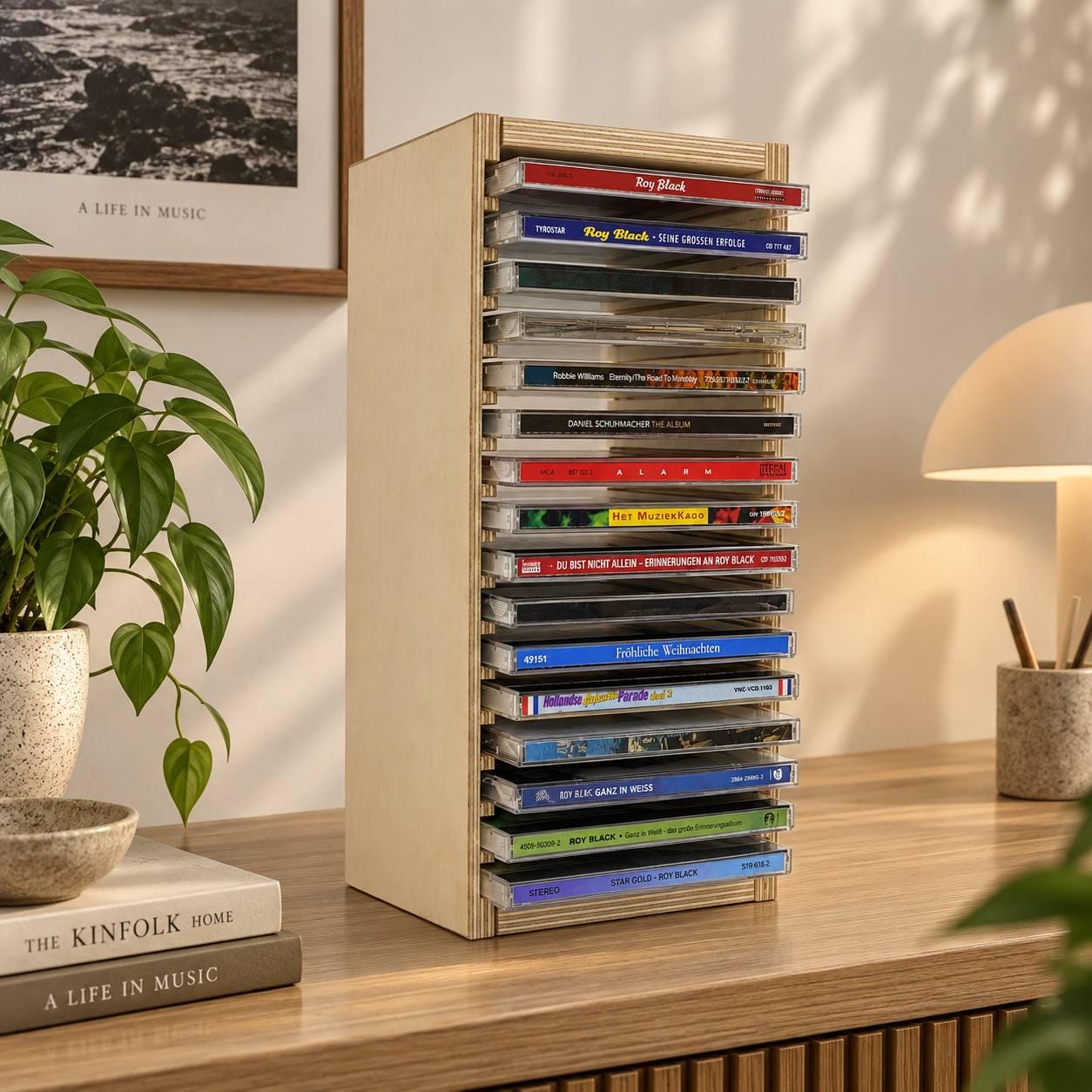 Wooden CD Storage Display Rack | Handcrafted CD Holder for 16 Cds