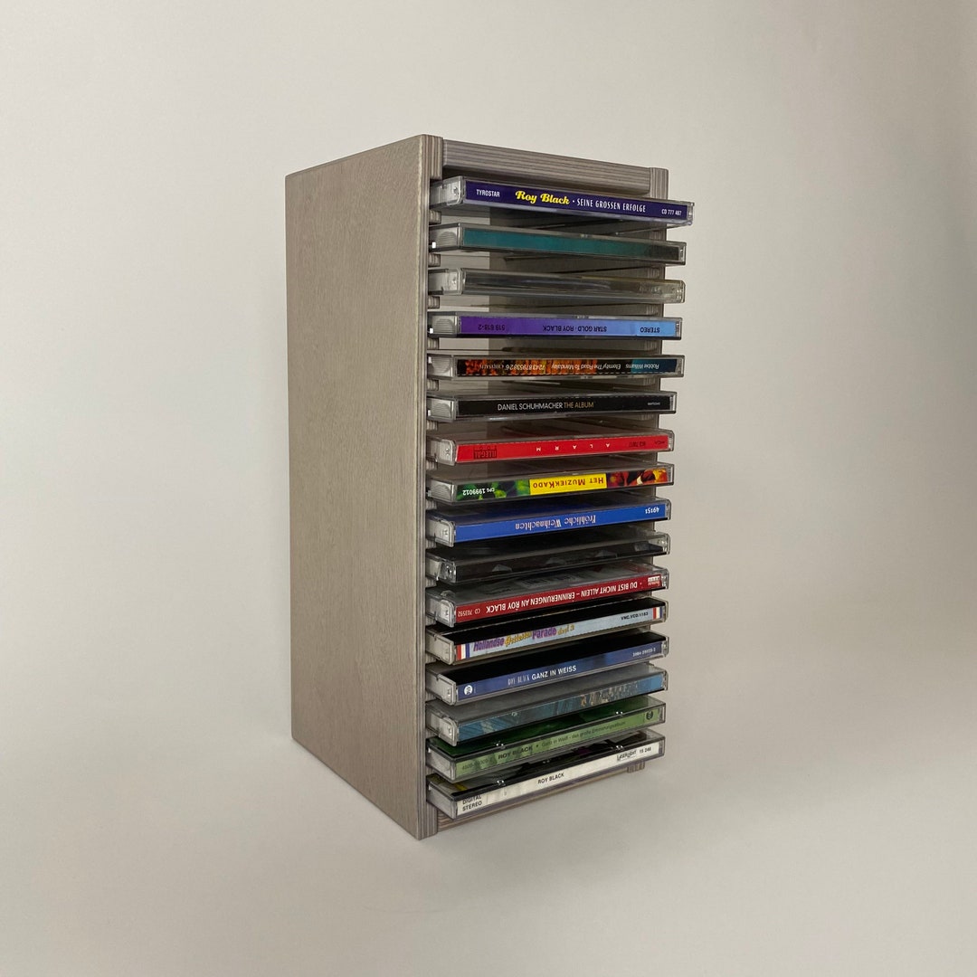 Wooden CD Storage Display Rack, Handcrafted Latvia, Holds 16 Cds