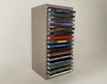 Présentoir à CD en bois, fabriqué artisanalement en Lettonie, peut contenir 16 CD, organisateur de musique élégant, porte-CD épuré pour la maison ou le bureau