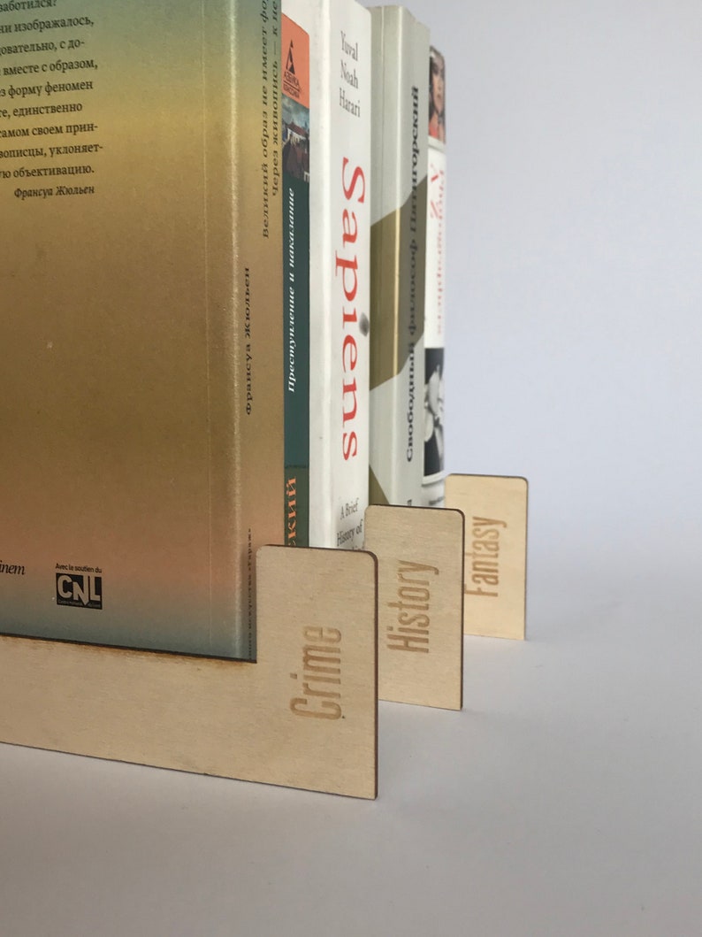 Book Shelf Dividers Eco Friendly Book Organizers Both Sides image 2