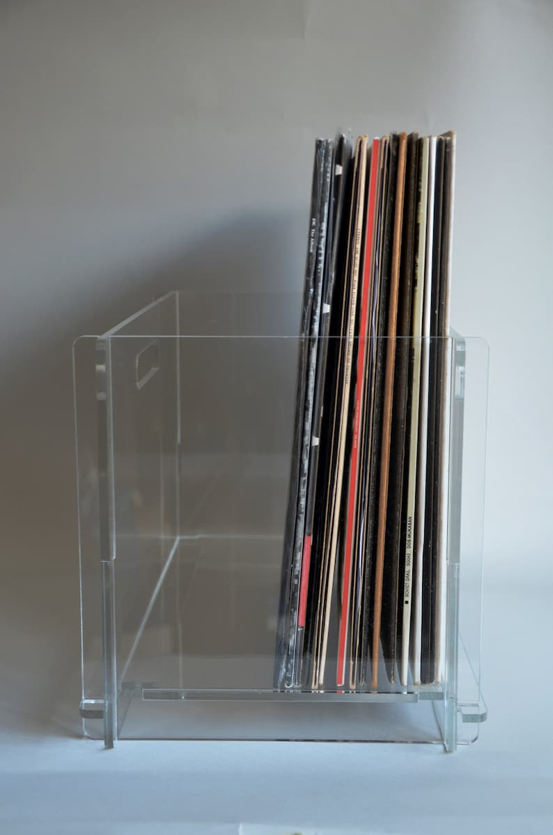 Vinyl Storage Box Display, Record Organizer, Plexiglass Vinyl Box, Minimalistic Vinyl Storage Box, Vinyl Display Box, Record Holder image 3