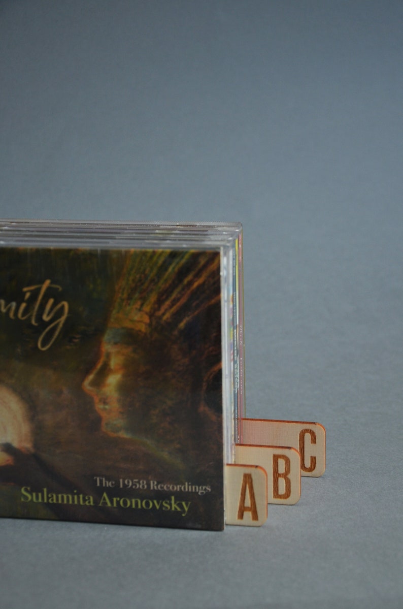 Eco Friendly, Both Sides CD Dividers, Set of 26 Horizontal, A to Z, CD Album Organization Natural