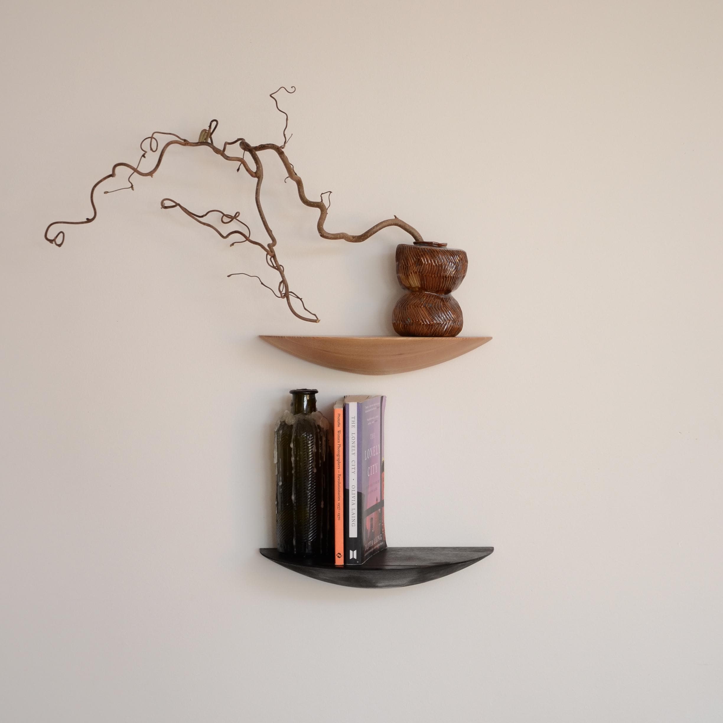Floating Shelf Wall Mounted, Wooden Oak Bracketless Shelves, Wavy Bookshelf Geometric, Wood floating shelves, Wall shelf, Wall Decor Wood