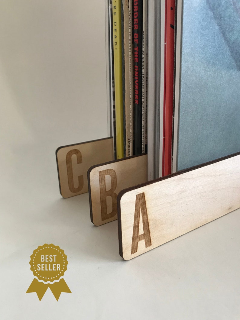 Eco Friendly,Both Sides Vinyl Record Dividers, A to Z, Poplar Record Dividers, Vinyl Album Organization, LP Separators image 1