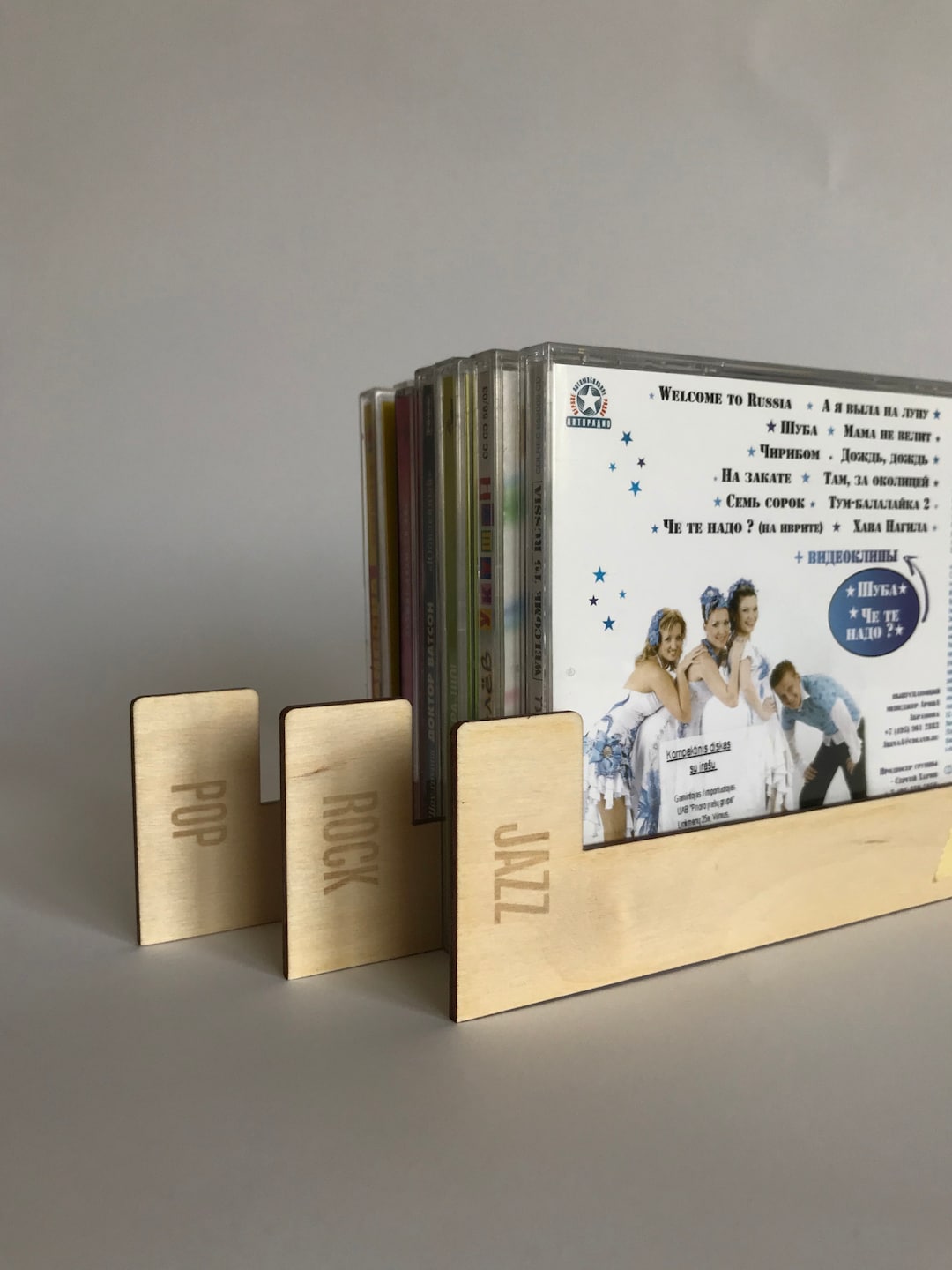 Both Sides CD Genre Dividers, Eco Friendly Set of 7 Horizontal Wooden ...