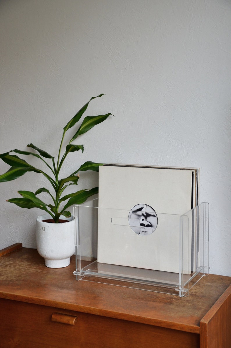 Vinyl Storage Box Display, Record Organizer, Plexiglass Vinyl Box, Minimalistic Vinyl Storage Box, Vinyl Display Box, Record Holder image 1