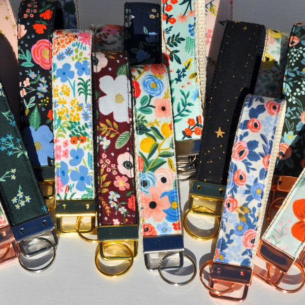 Rifle Paper Co. Fabric Key Fob | Wristlet Key Fob | Wrist Keychain | Rifle Paper Co. Keyfob | Gift for Her | Floral Key Fob | Keychain Fob