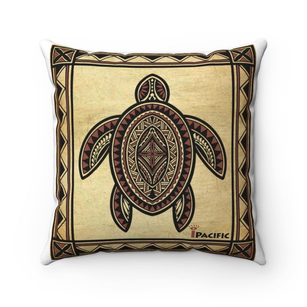 Polynesian Sea Turtle Tapa Cloth Design on  pillow