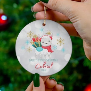 Lama Ornament - Erste Weihnachten Ornament - Personalisierter Christbaumschmuck - Baby Erstes Weihnachten - Personalisierter Christbaumschmuck