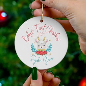 Lama Ornament - Erste Weihnachten Ornament - Personalisierter Christbaumschmuck - Baby Erstes Weihnachten - Personalisierter Christbaumschmuck