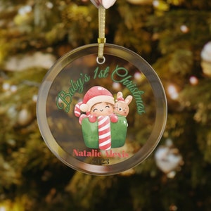 Personalized Baby&#39;s First Christmas Glass Ornament, Christmas Ornament, Baby&#39;s First, Baby Ornament, New Baby Gift, Baby First Christmas