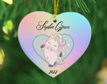 Gepersonaliseerde Eenhoorn Ornament - Kerstmis Ornament - Unicorn Aangepast Ornament - Unicorn Gift - Unicorn Kerstmis - Gepersonaliseerde Ornament