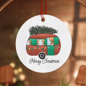 Merry Christmas Camper Ornament - Christmas Ornament - Camping Gift - Happy Camper - Christmas Camper - Camper Christmas - RV Ornament