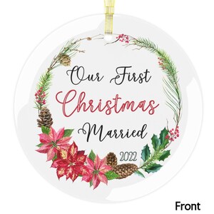 1st Christmas Married Ornament - Christmas Ornament - Our First Christmas - Mr and Mrs Ornament - Wedding Ornament - Newlywed Ornament