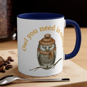 Caneca de coruja - Caneca de coruja em dois tons "Coruja que você precisa é café" - Caneca de café de coruja - Copo de coruja - Presente para amante de coruja - Caneca de coruja fofa - Caneca de coruja de cerâmica