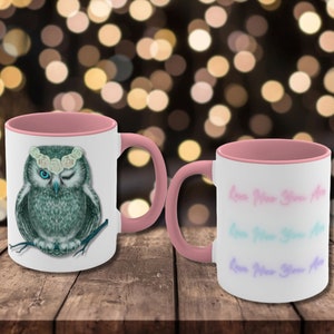 Caneca de coruja - Caneca de coruja inspiradora em dois tons "Love Hoo You Are" - Caneca de café de coruja - Copo de coruja - Presente de amante de coruja - Caneca de coruja fofa - Caneca de coruja de cerâmica
