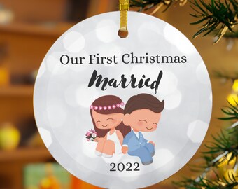Our First Christmas Married 2022 Christmas Ornament - Married Ornament - Christmas Ornament - Our First Christmas - Wedding Gift