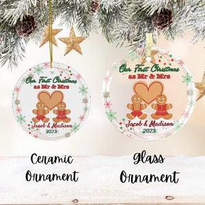 First Christmas Married Ornament, Our First Christmas as Mr & Mrs Custom Ornament, Wedding Ornament, Wedding Gift, Mr Mrs Ornament