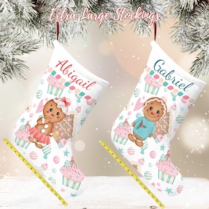 Personalized Gingerbread Christmas Stocking for Boys and Girls - Gingerbread Stocking - Fleece Stocking - Gingerbread Girl - Gingerbread Boy