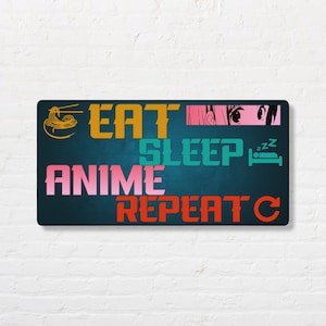 Anime Desk Mat - Eat Sleep Anime Repeat - 31.5&quot; x 15.5&quot; Anime Gaming Desk Mat - Anime Mousepad - Gaming Mousepad - Anime Gifts