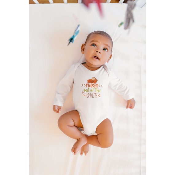 Thanksgiving Onesie Fresh Out of the Oven Funny Infant Long Sleeve
