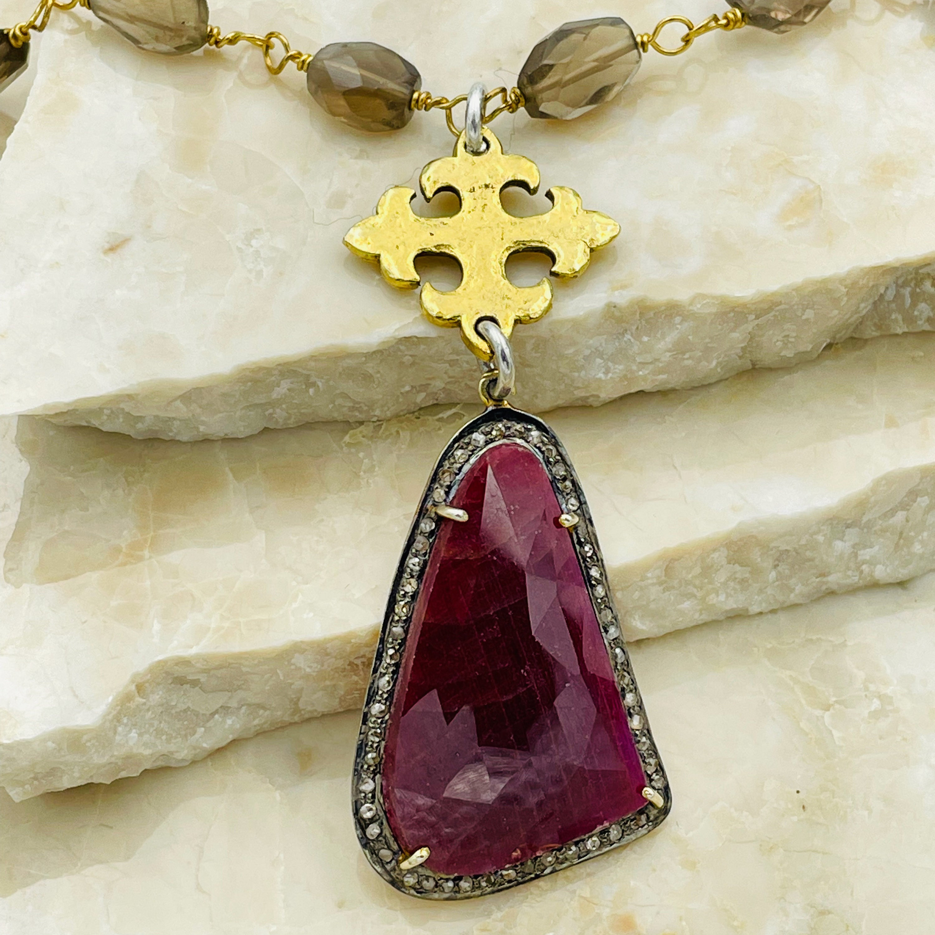 Judith Ripka Sterling Silver Smoky Quartz and Diamonique