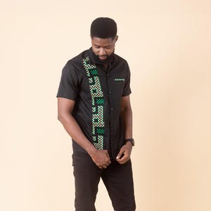 ALASSANE – Men’s Ankara Short Sleeve Shirt – African Print Top – Handmade