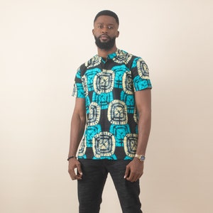 NIFEMI African Print Ankara Short Sleeve Shirt - African Clothing for Men