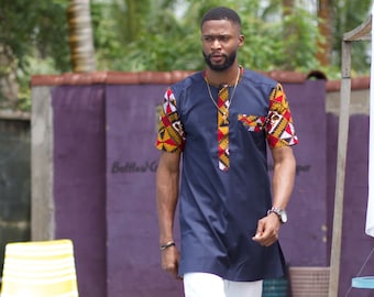 Camisa africana de manga corta DAYO para hombre - Camisa dashiki para hombre - Ropa africana para hombre - Ropa africana para hombre - Camisa con estampado africano