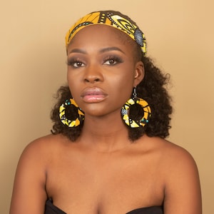 TARAJI African Print Headband and Matching Hoop Earrings | African Hair Band | Ankara Hairband | African Accessories | African Hoop Earrings