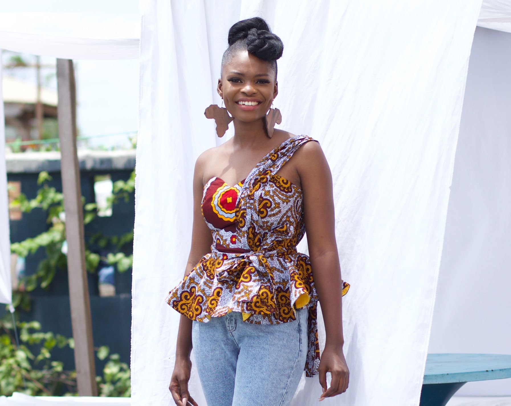 Image of African Print Ankara Top | One Shoulder Clothing - Diata