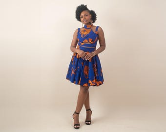 KISI African Print Ankara Crop Top - Matching Items Available | African Print Matching Sets | UK 10 / US 6 | Handmade in Nigeria