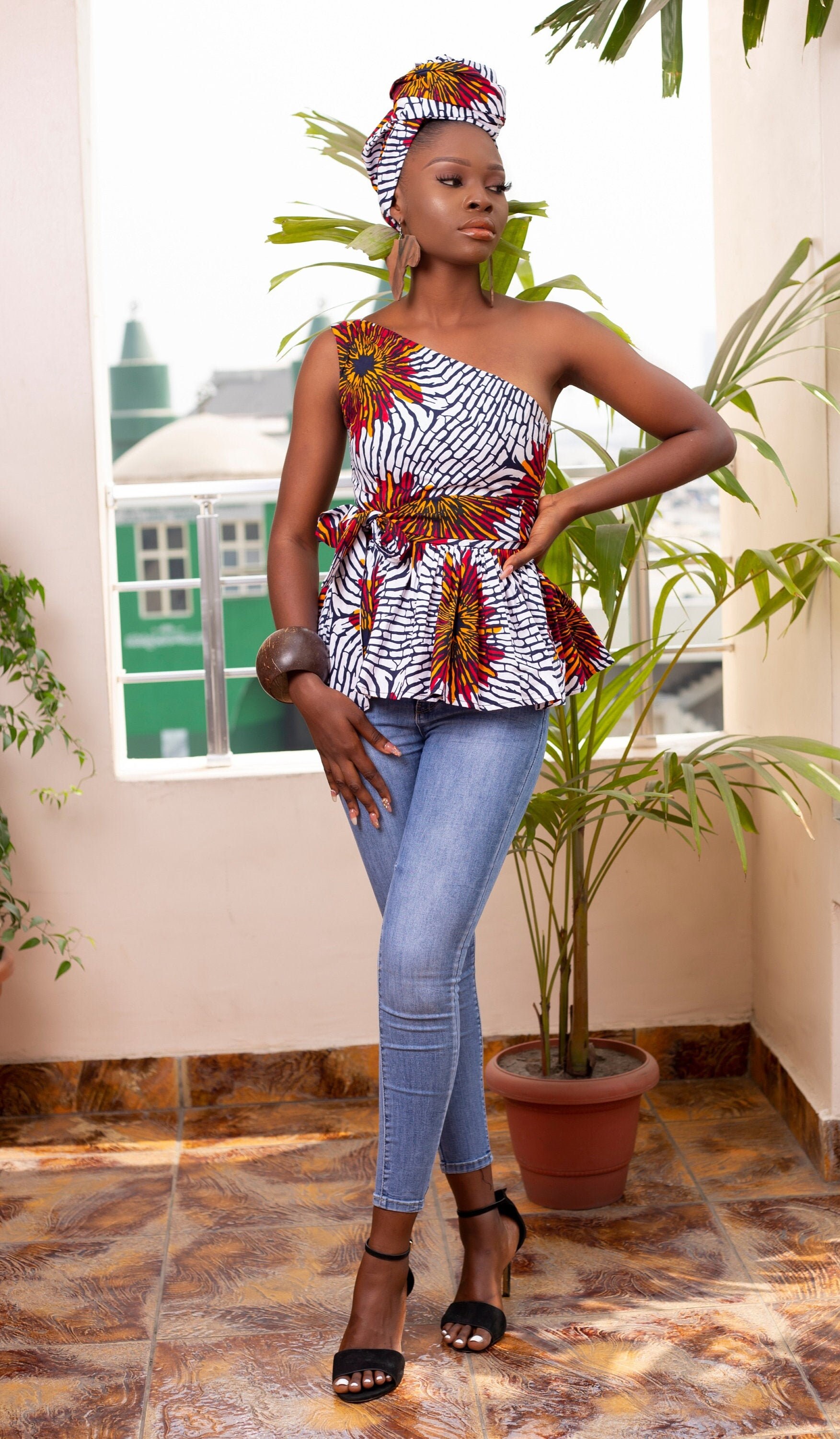 Image of Africa Print Top/Clothing Ladies Fashion - Adah